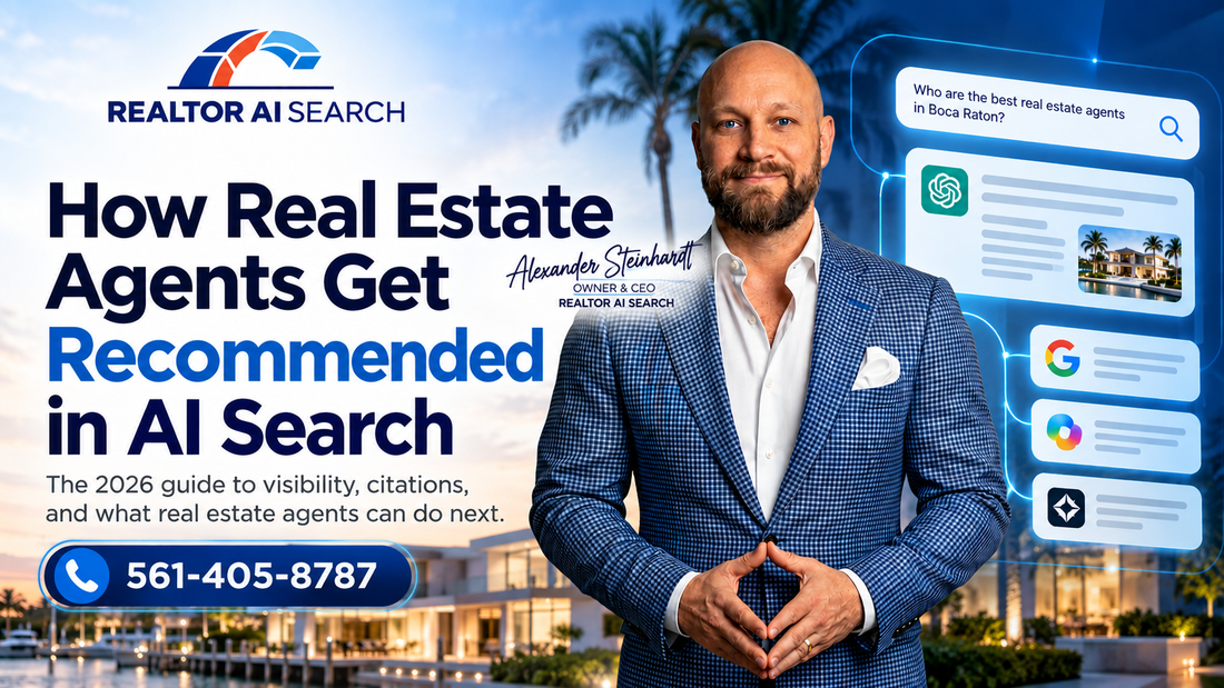 Alexander Steinhardt of Realtor AI Search with AI search results showing how real estate agents get recommended online
